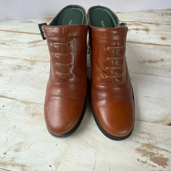 NATURALIZER brown leather block heels sz 8N vintage granny shoes indie hip EUC - Picture 3 of 13